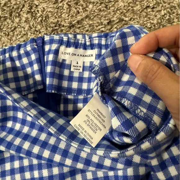 Love On A Hanger Gingham Mini Skirt in Blue White Size 1 - Picture 4 of 5